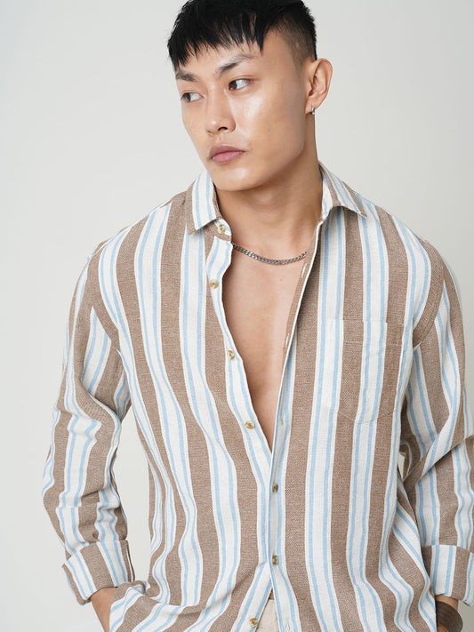 Glitzy Brown Striped Shirt