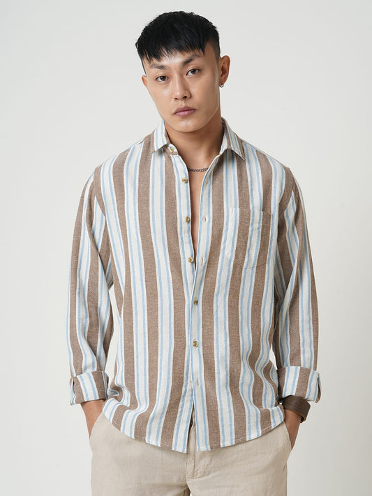 Glitzy Brown Striped Shirt