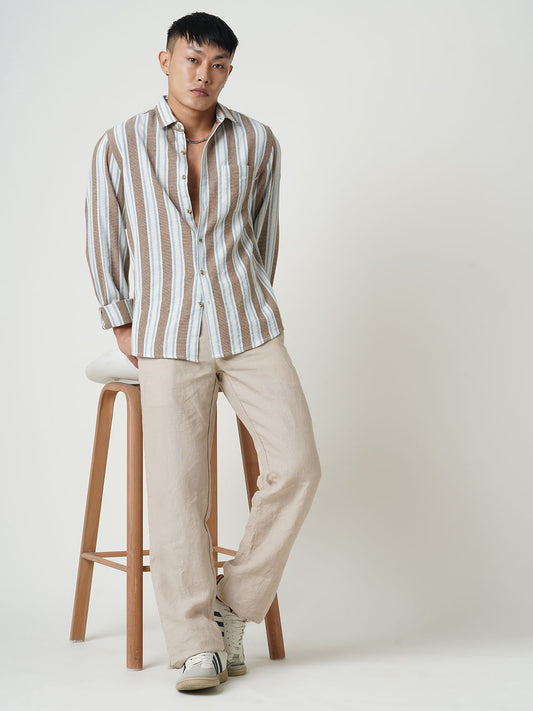 Glitzy Brown Striped Shirt