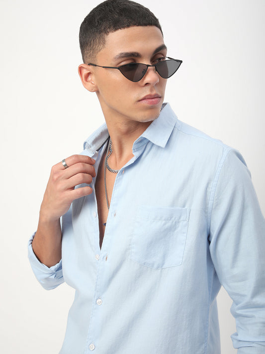 Herringbone Baby Blue Shirt