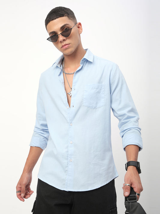 Herringbone Baby Blue Shirt