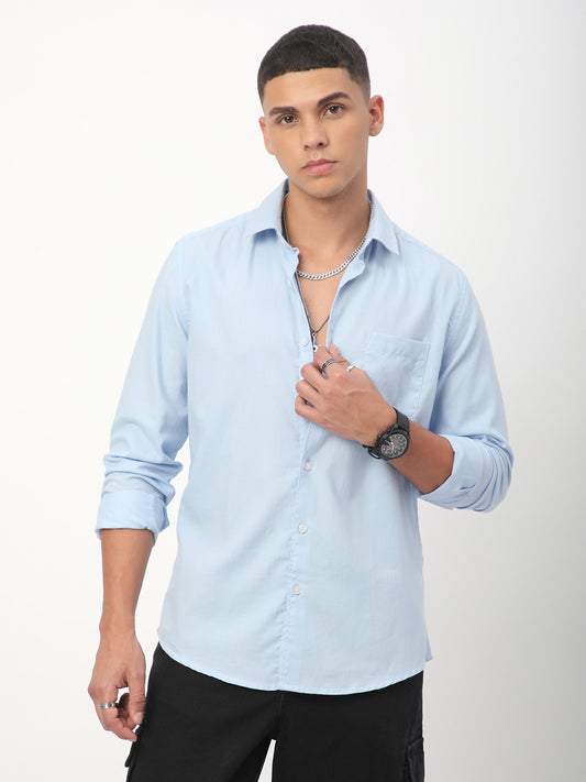 Herringbone Baby Blue Shirt