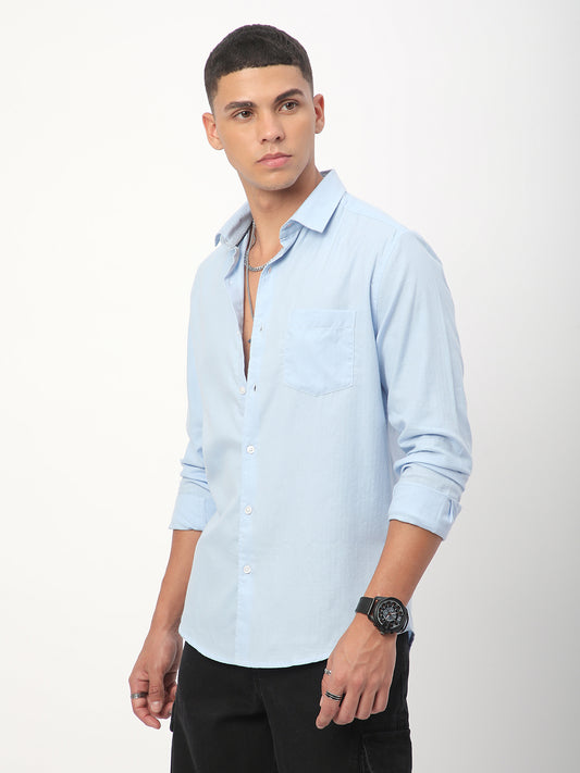 Herringbone Baby Blue Shirt