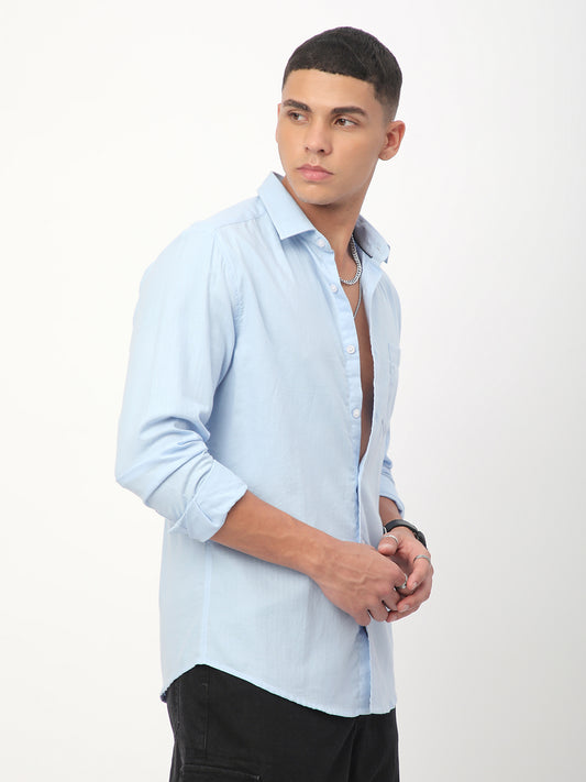 Herringbone Baby Blue Shirt