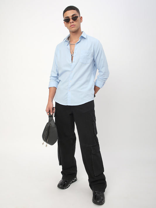 Herringbone Baby Blue Shirt