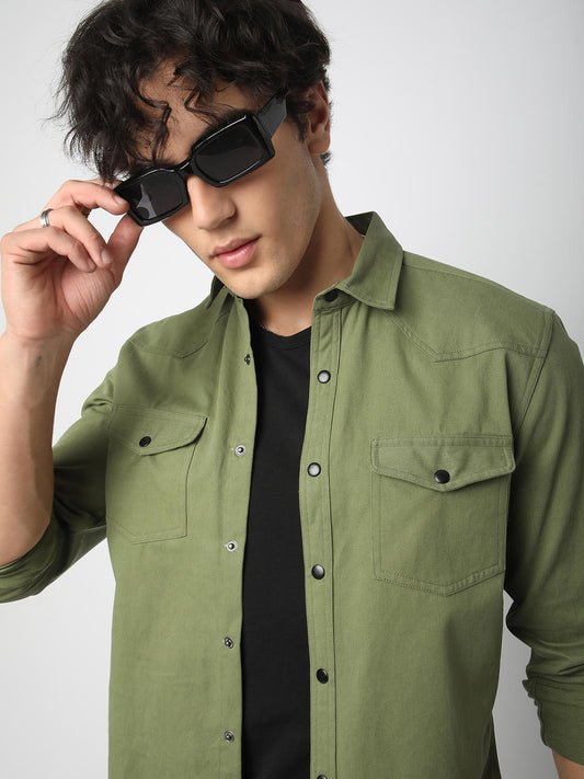 Vintage Green Double Pocket Overshirt
