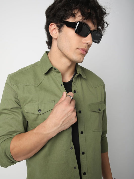 Vintage Green Double Pocket Overshirt