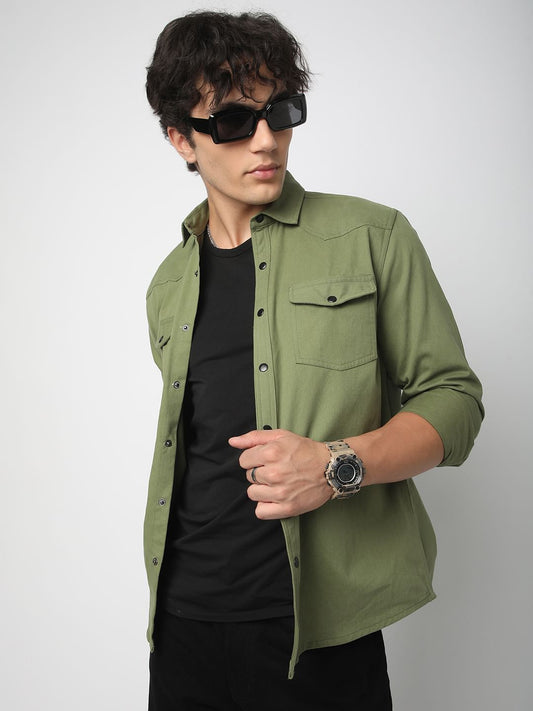 Vintage Green Double Pocket Overshirt