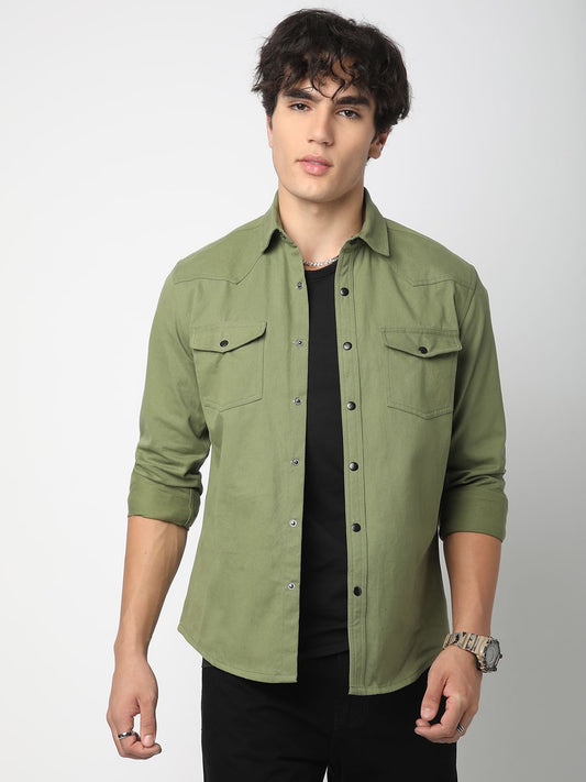 Vintage Green Double Pocket Overshirt
