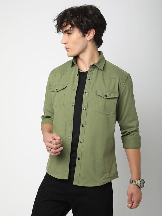 Vintage Green Double Pocket Overshirt