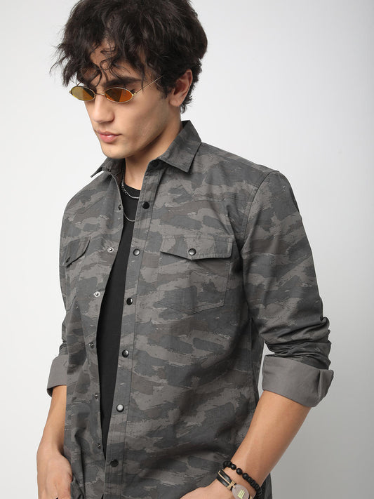 Camouflage Grey Double Pocket Overshirt
