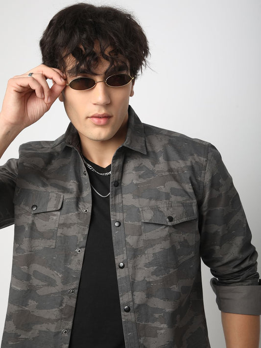 Camouflage Grey Double Pocket Overshirt