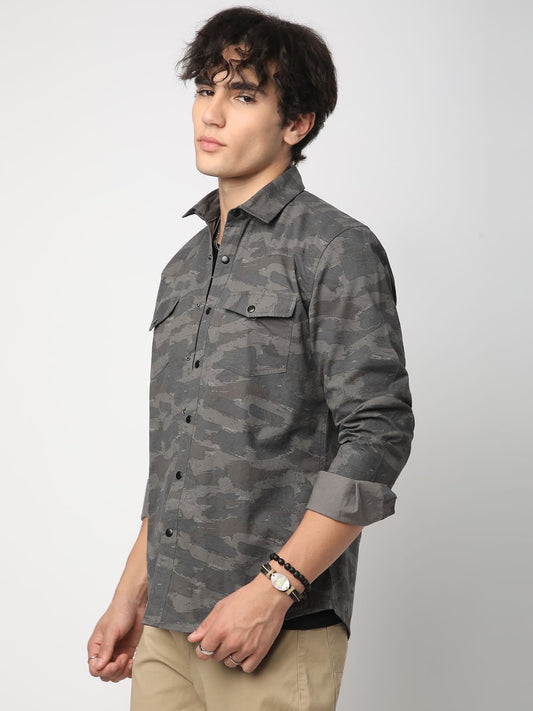 Camouflage Grey Double Pocket Overshirt