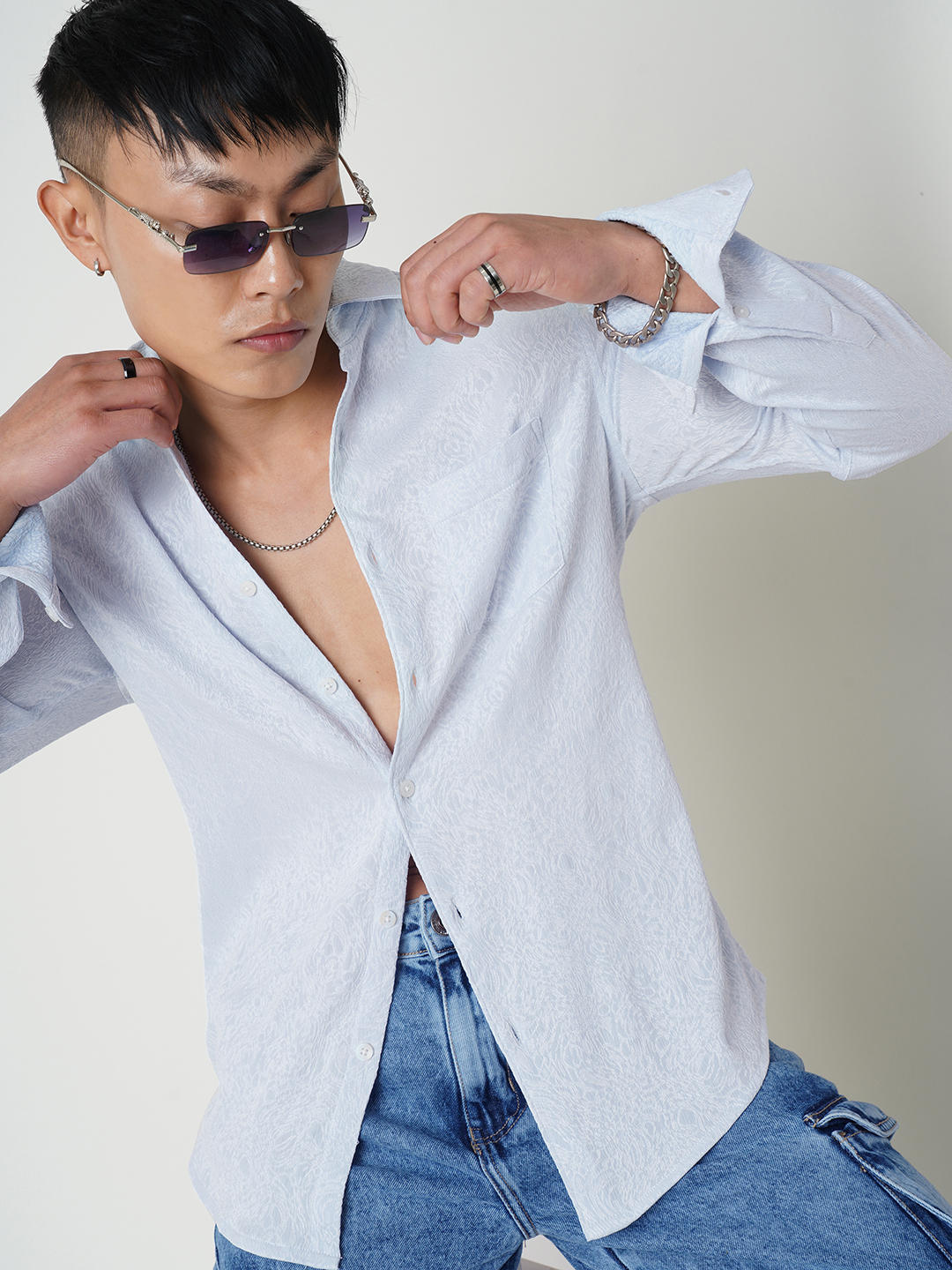 Columbia Blue Jacquard Shirt