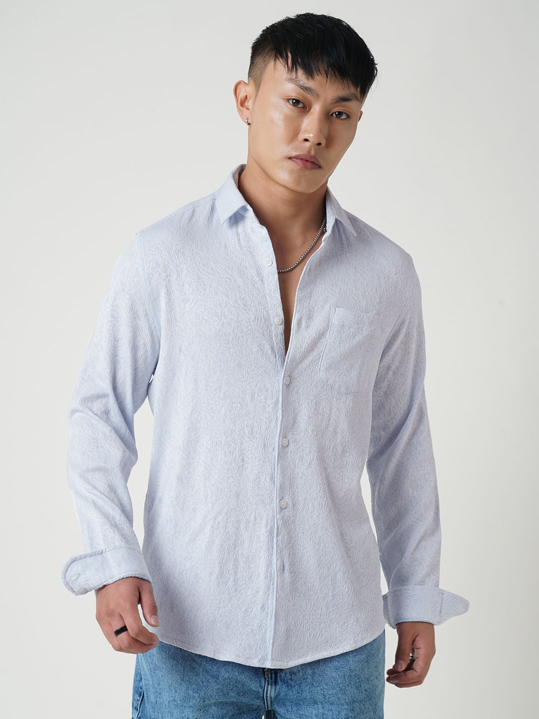 Columbia Blue Jacquard Shirt