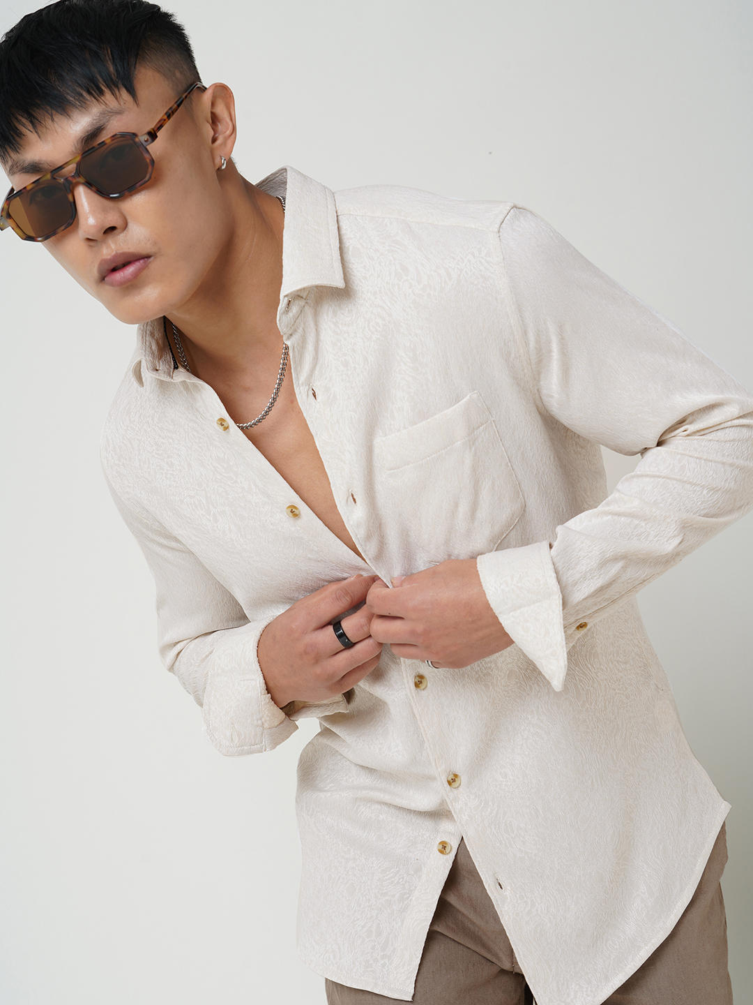 Cream Jacquard Shirt