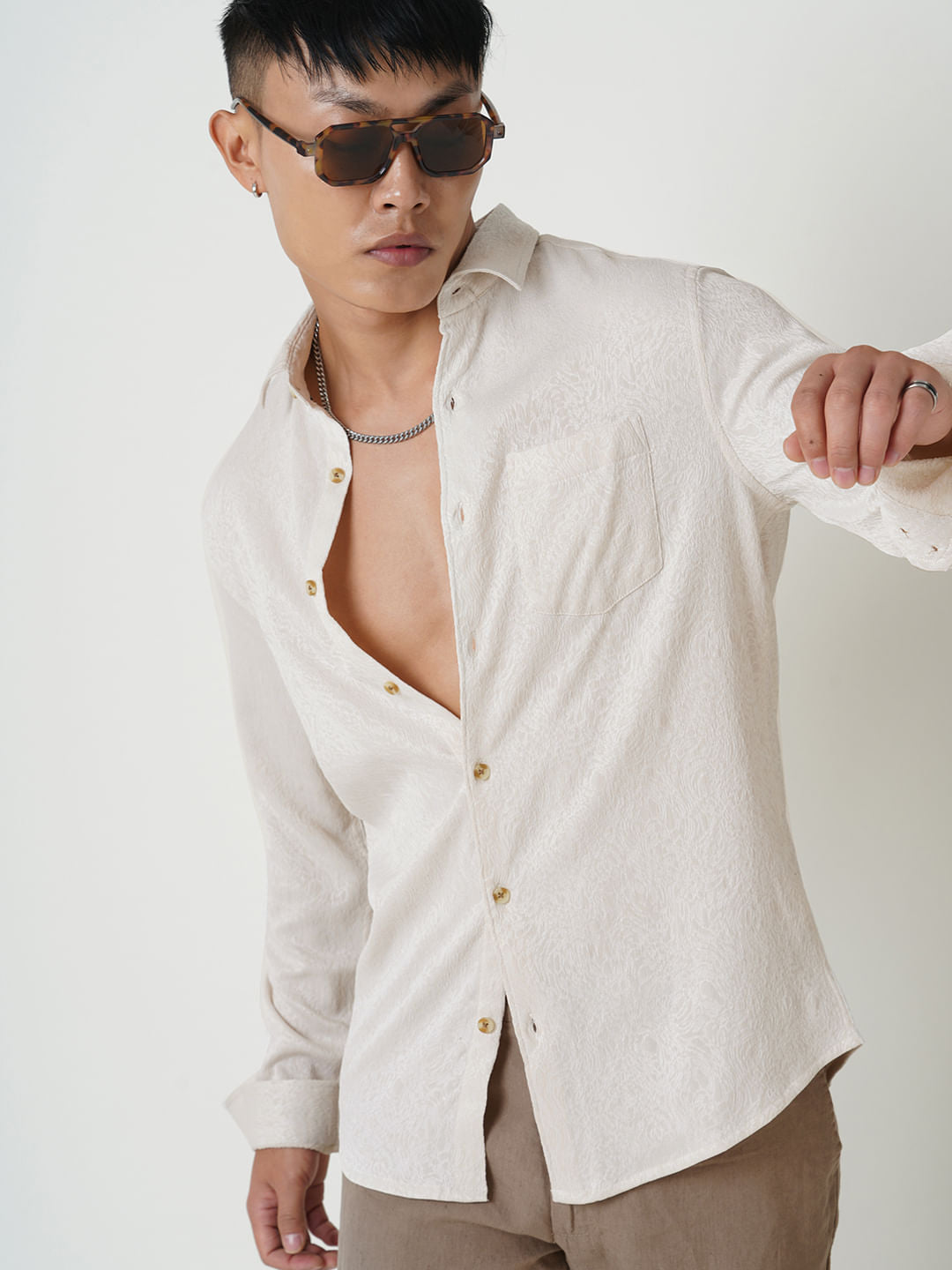 Cream Jacquard Shirt
