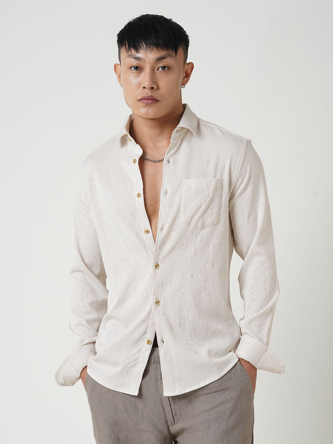 Cream Jacquard Shirt