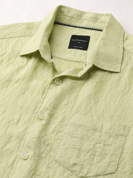 Tea Green Textured Crushed Shirt