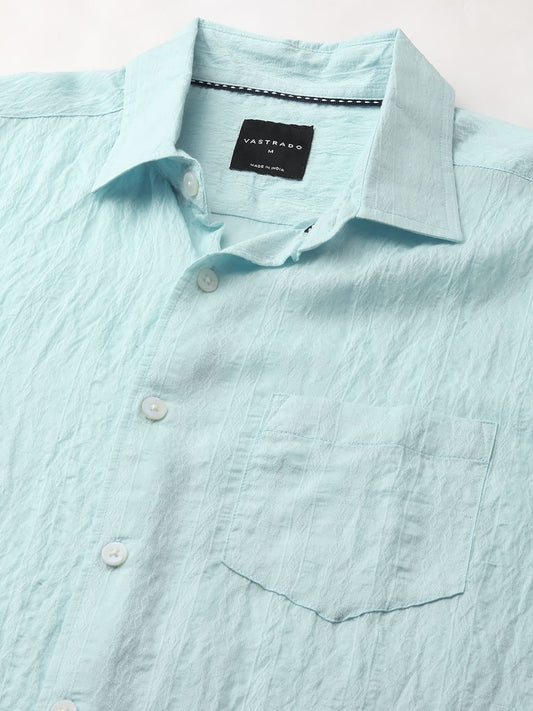 Ice Blue Jacquard Crushed Shirt