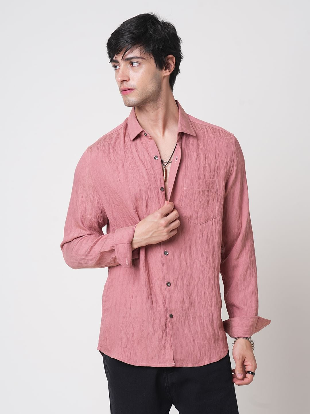 Nude Pink Jacquard Crushed Shirt