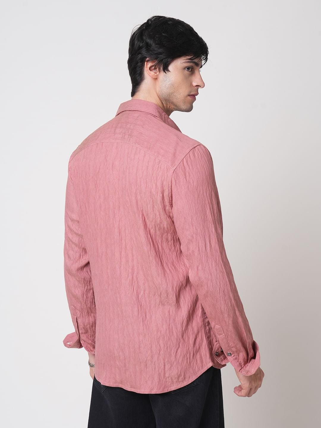 Nude Pink Jacquard Crushed Shirt