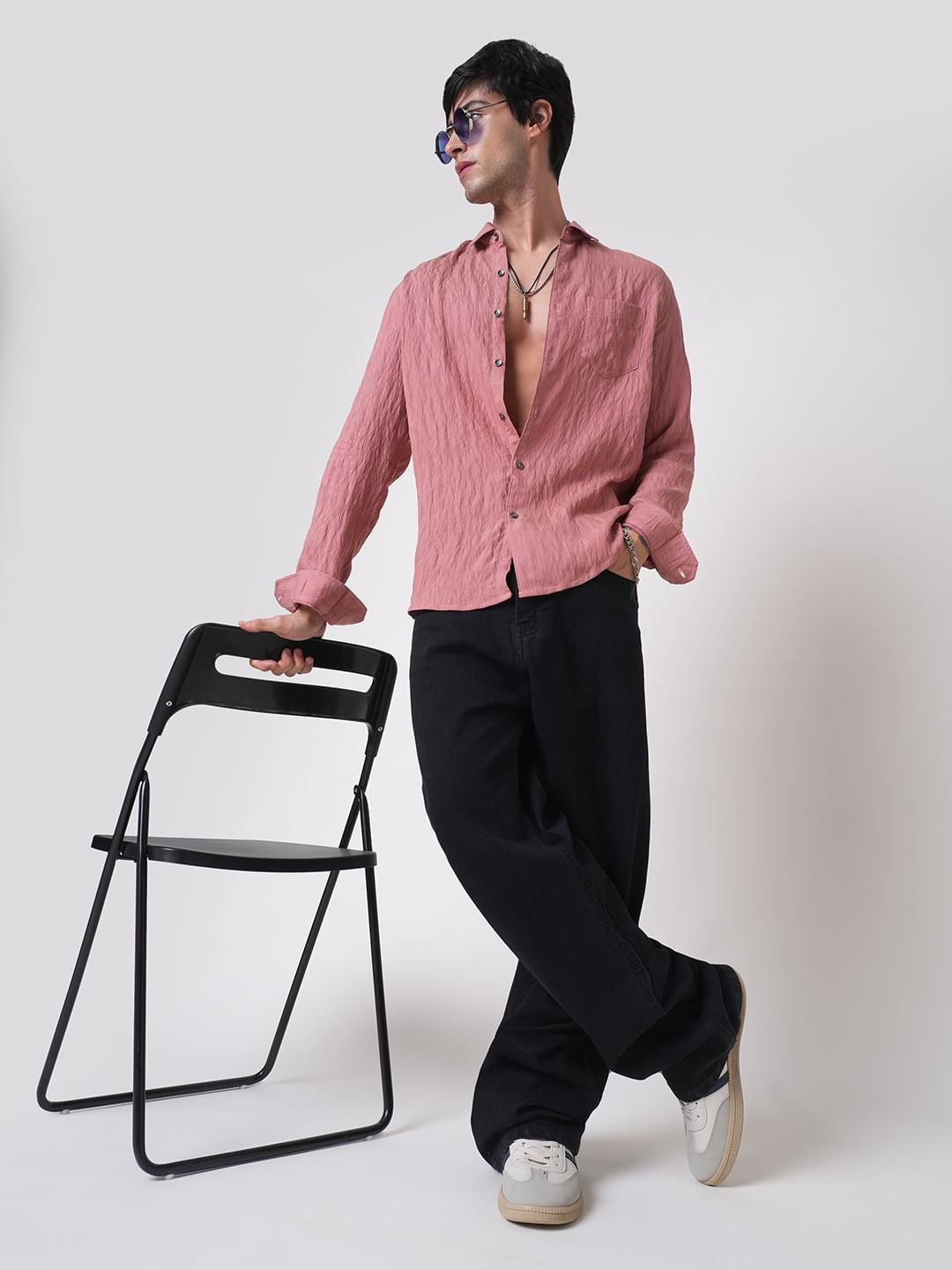 Nude Pink Jacquard Crushed Shirt