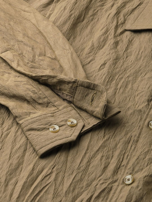 Russet Brown Wavy Textured Crushed Shirt