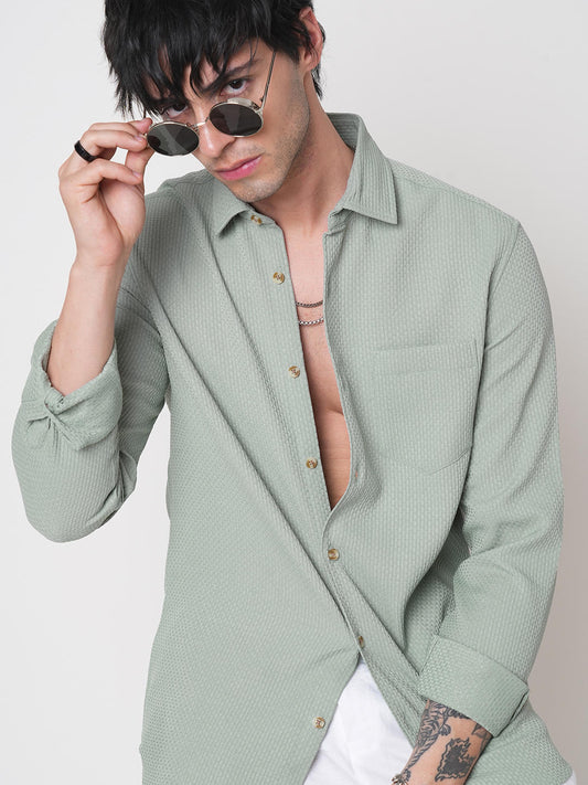 Moss Green Textured Shirt