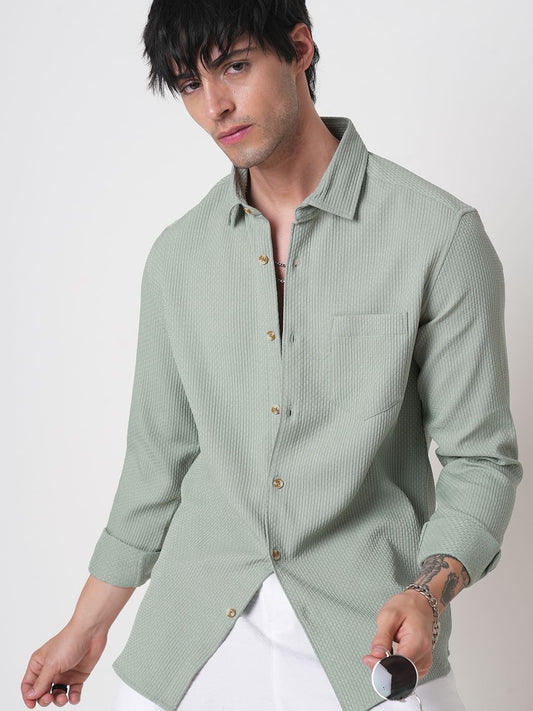 Moss Green Textured Shirt