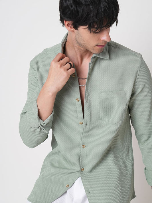 Moss Green Textured Shirt