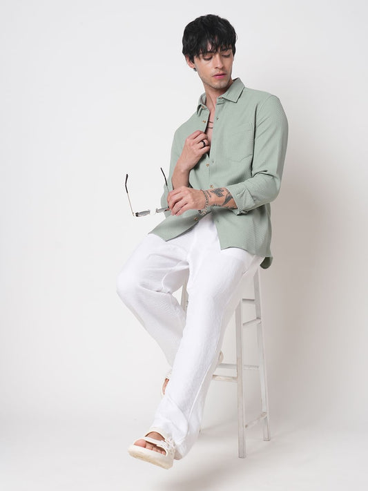 Moss Green Textured Shirt
