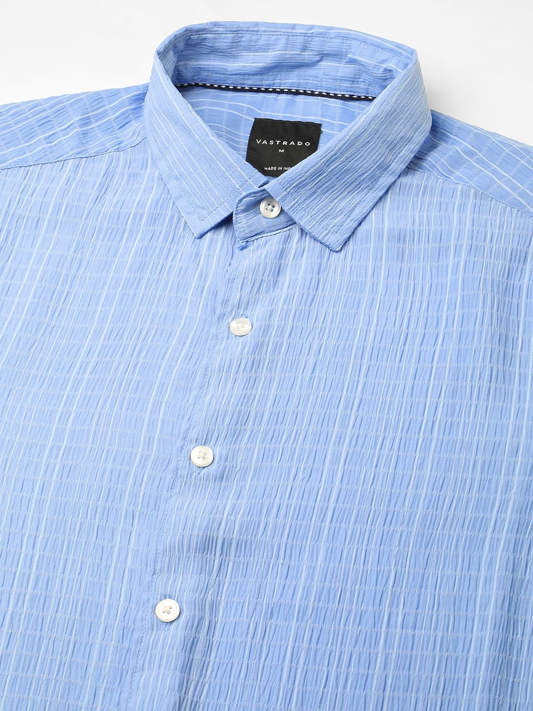 Baby Blue Vertical Striped Creased Shirt