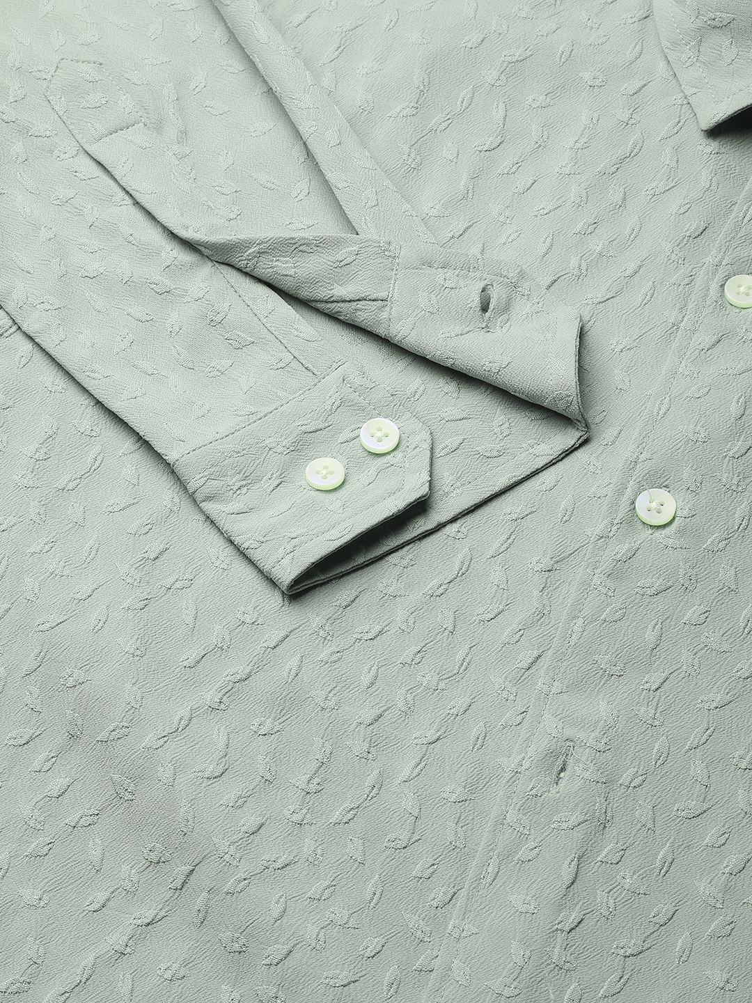 Pistachio Tiny Leaf Textured Shirt