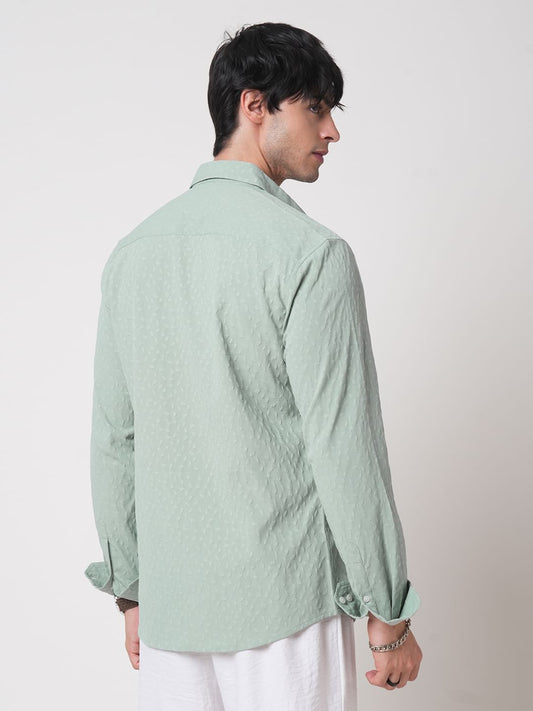 Pistachio Tiny Leaf Textured Shirt