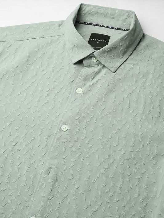 Pistachio Tiny Leaf Textured Shirt