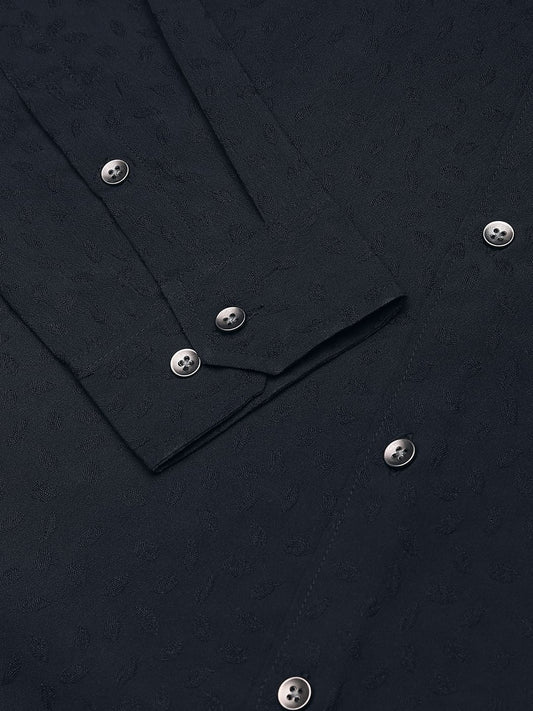 Navy Tiny Leaf Textured Shirt