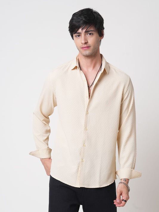 Cream Tiny Diamond Textured Shirt