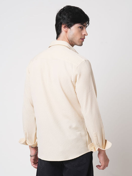 Cream Tiny Diamond Textured Shirt