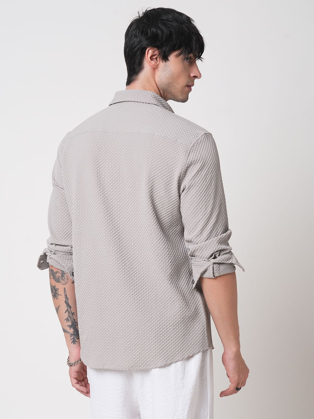 Cloud Grey Tiny Diamond Textured Shirt