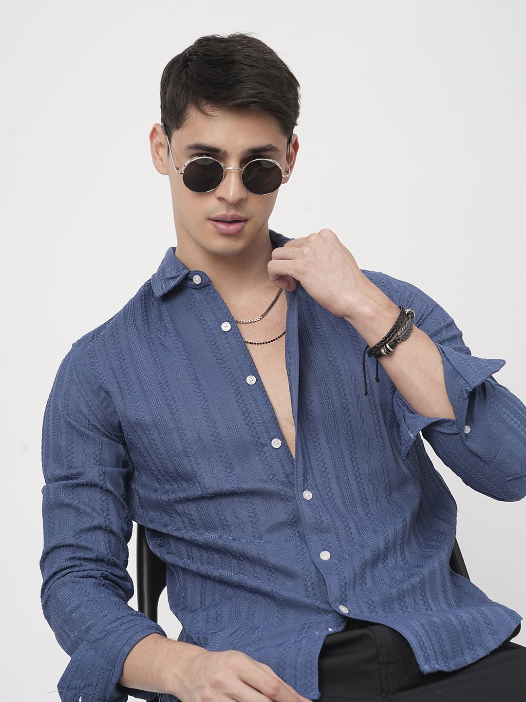 Yale Blue Jacquard Shirt