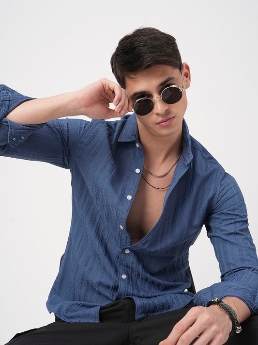Yale Blue Jacquard Shirt