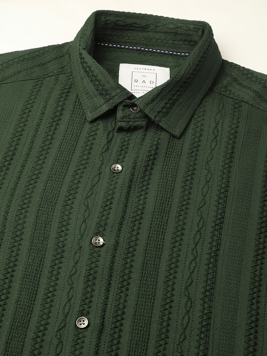 Forest Green Detailed Textured Shirt