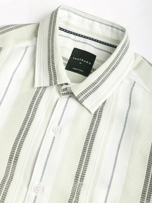 Mint Green Waffle Striped Shirt