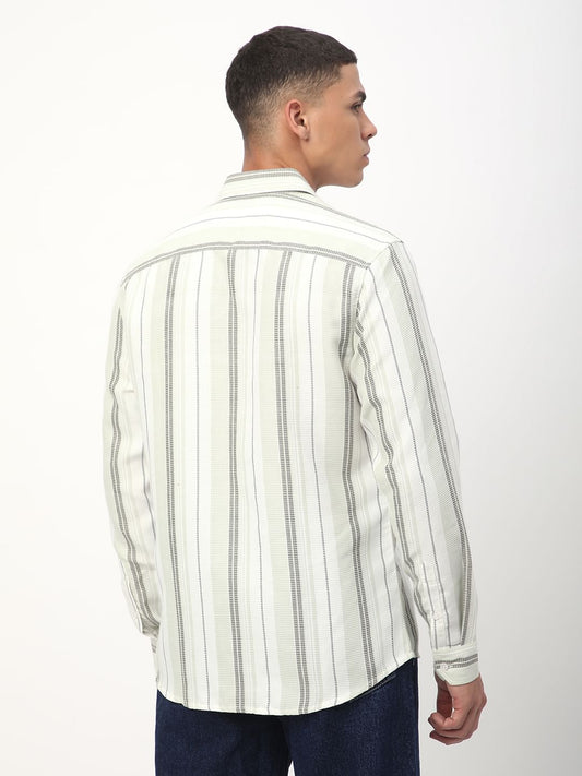 Mint Green Waffle Striped Shirt