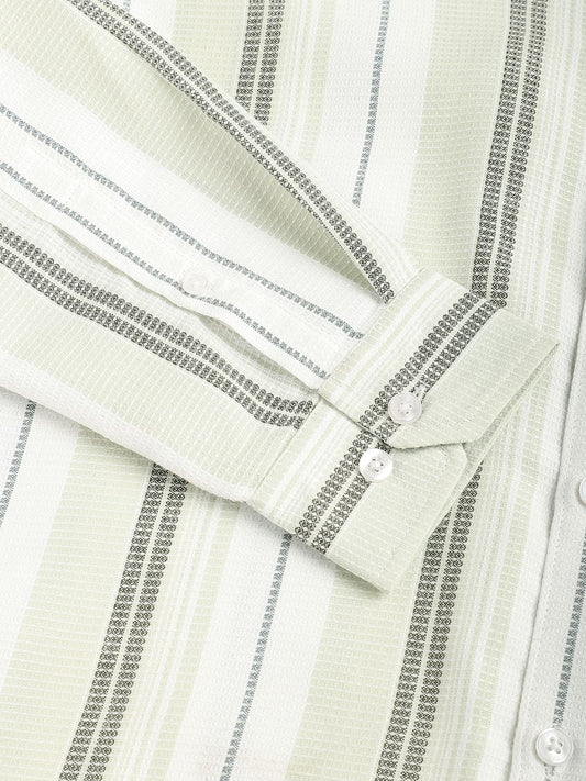 Mint Green Waffle Striped Shirt