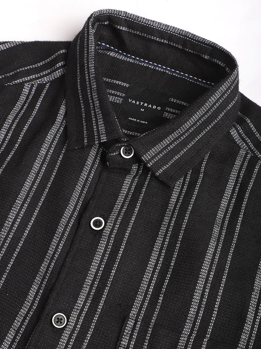 Black Vertical Chalk Striped Shirt