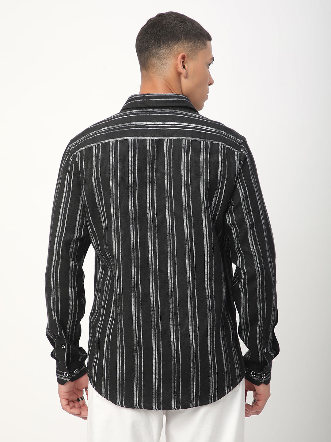 Black Vertical Chalk Striped Shirt