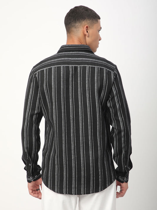 Black Vertical Chalk Striped Shirt