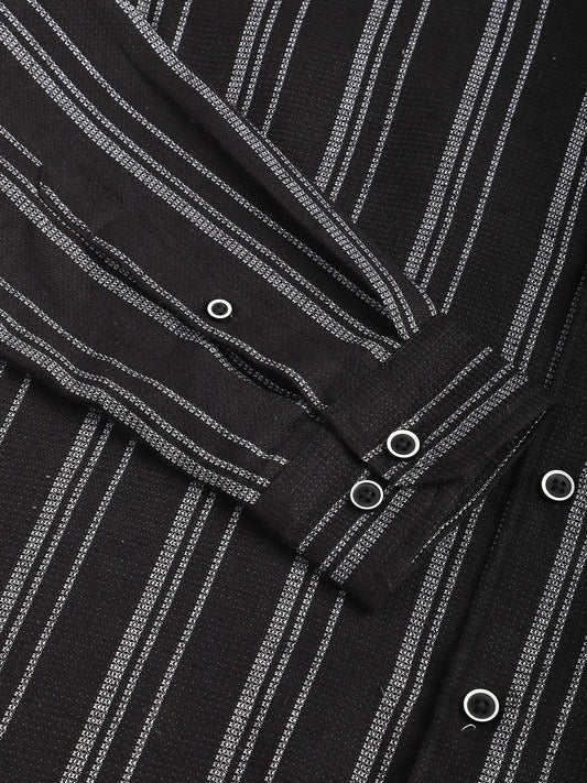 Black Vertical Chalk Striped Shirt